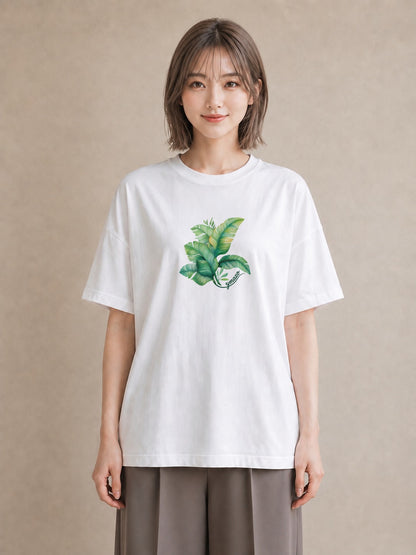 グラフィックTシャツ レディース ボタニカル 植物 イラスト 北欧風 デイリーウェア 休日 白T