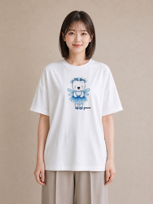 デザインTシャツ レディース しろくま 白くま 動物 アニマル イラスト きれいめカジュアル 在宅 公園 白T