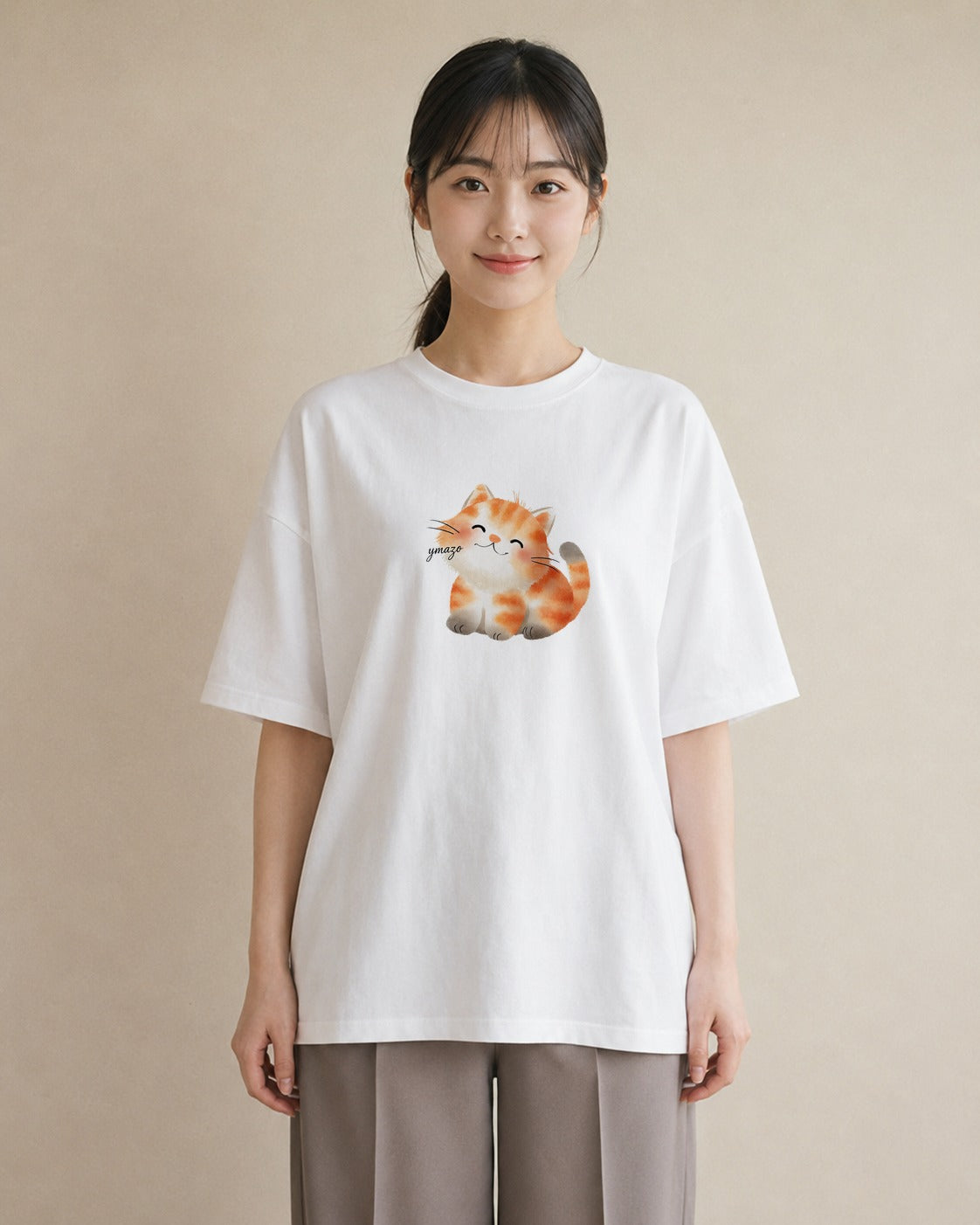 デザインTシャツ レディース 三毛猫 みけねこ 三毛 猫 ねこ イラスト ニュアンス 女性向けギフト 散歩 白T