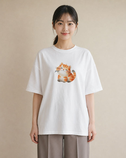 デザインTシャツ レディース 三毛猫 みけねこ 三毛 猫 ねこ イラスト ニュアンス 女性向けギフト 散歩 白T