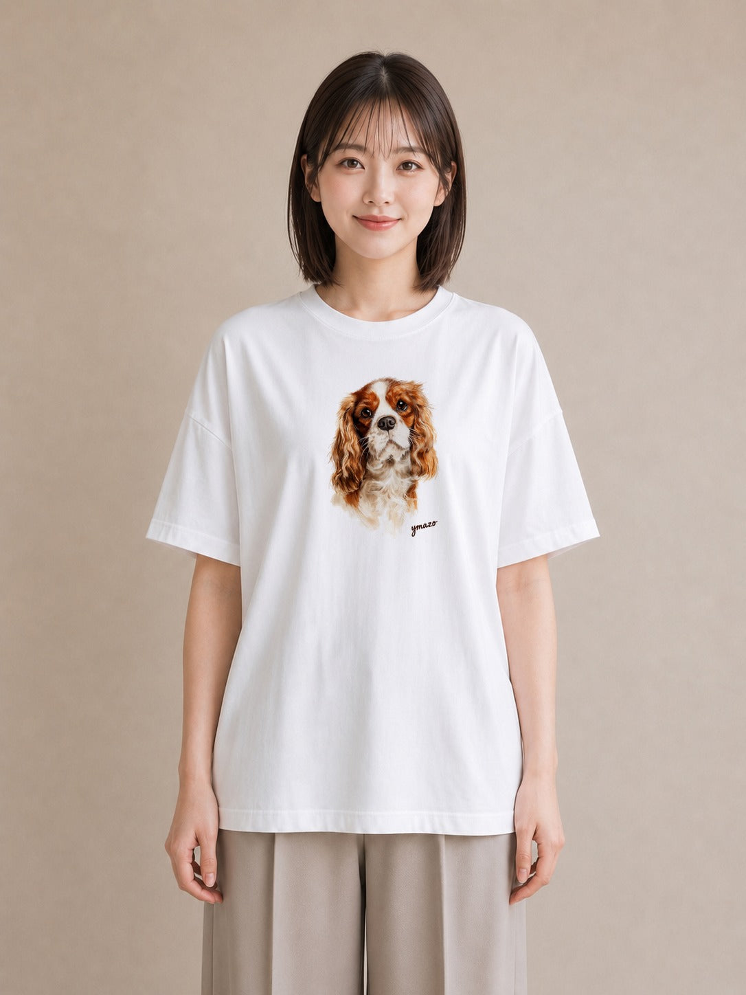 グラフィックTシャツ レディース キャバリア 犬 いぬ イラスト ユニーク ギフト 母の日 白T