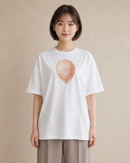 半袖Tシャツ レディース 紙風船 和紙 ナチュラル アンティーク イラスト 休日コーデ クリスマス 旅行 白T