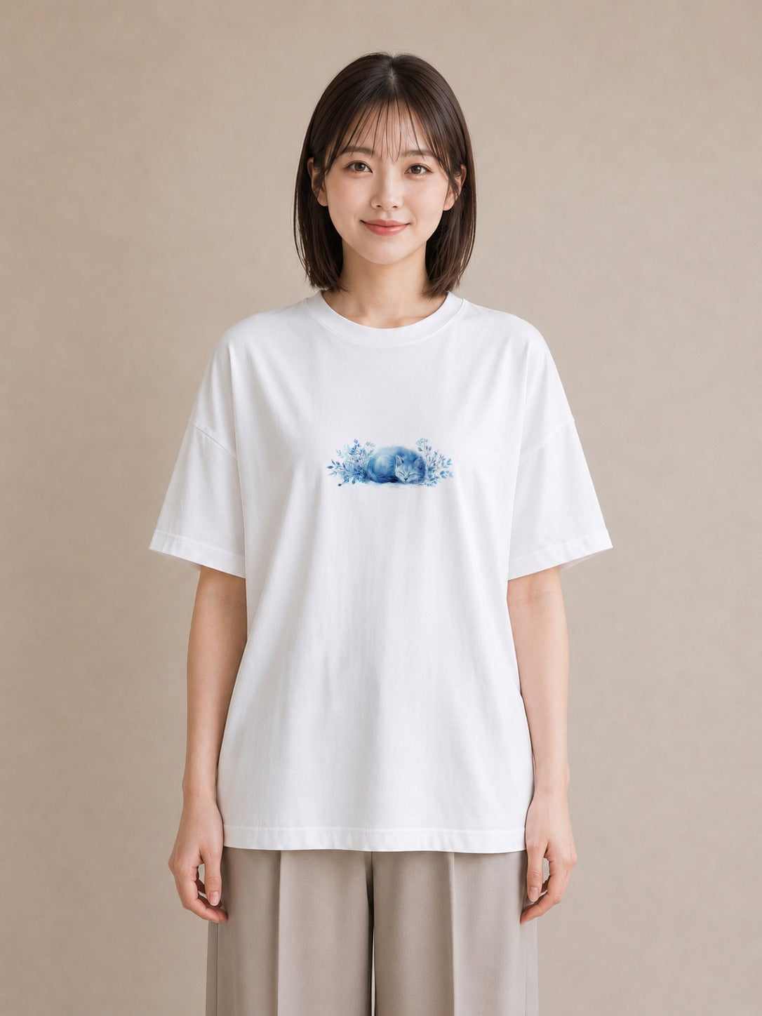 グラフィックTシャツ レディース ロシアンブルー 猫 ねこ イラスト ボタニカル 公園 ママ 白T