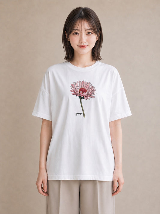 デザインTシャツ レディース たんぽぽ 花 花柄 イラスト 抜け感 ママ カフェ服 白T