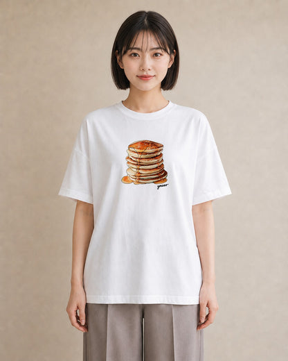 グラフィックTシャツ レディース 食パン 食べ物 フード イラスト ラフ 普段着 週末コーデ 白T