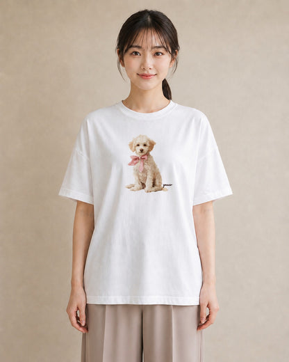 デザインTシャツ レディース わんちゃん 犬 いぬ イラスト 普段使い 友達ギフト 部屋着 白T