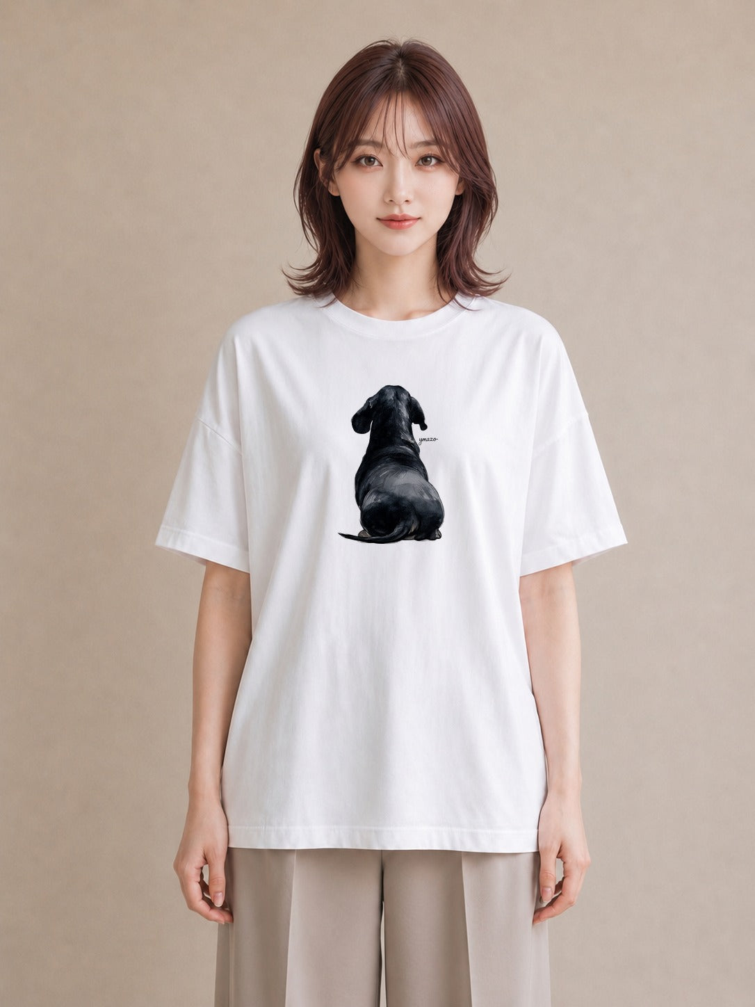 半袖Tシャツ レディース ミックス犬 犬 いぬ イラスト 韓国風 カジュアルコーデ 買い物 白T