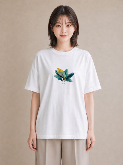 半袖Tシャツ レディース ボタニカル 植物 イラスト 可愛い お揃い 親子 白T