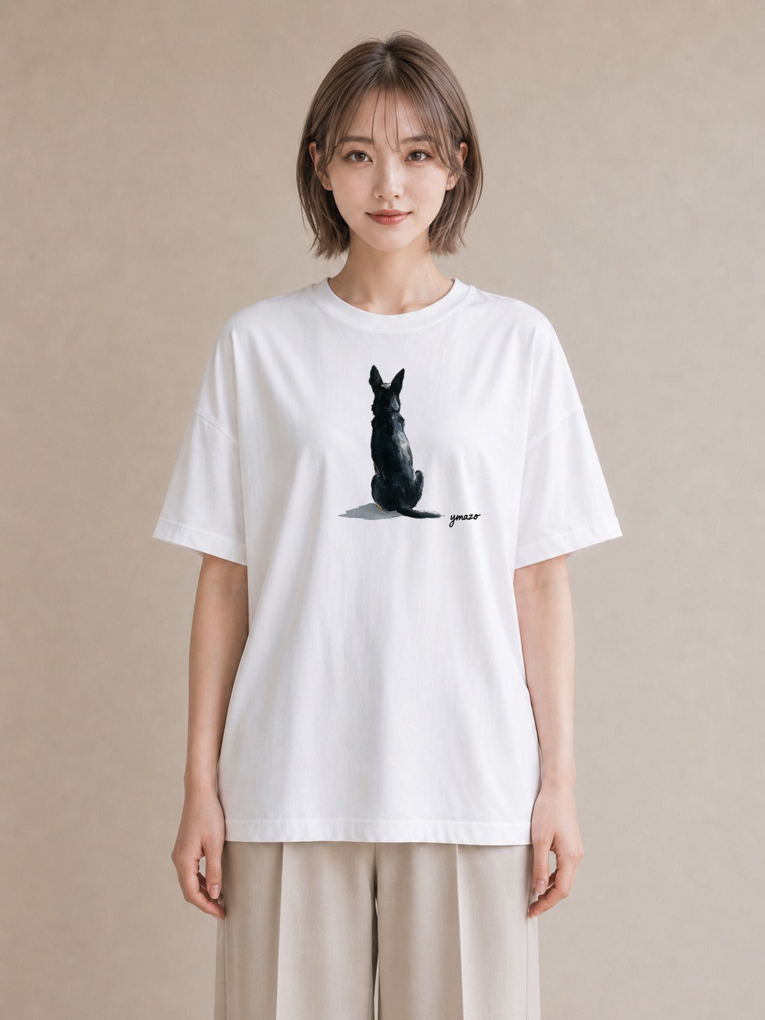 デザインTシャツ レディース 老犬 犬 いぬ イラスト モード お揃い 親子 白T