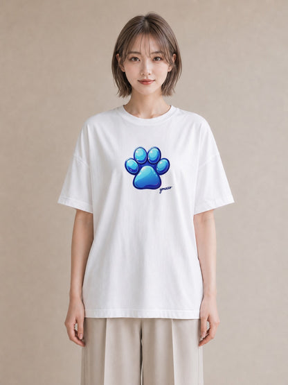 半袖Tシャツ レディース 肉球 猫 ねこ イラスト シック ママ カフェ服 白T
