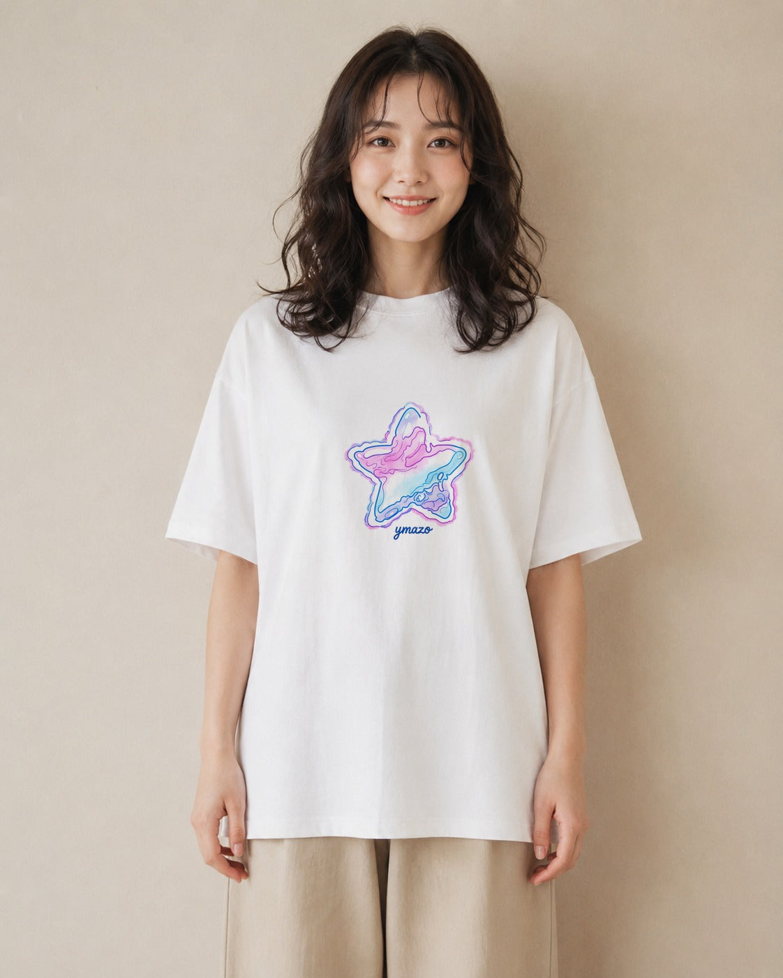 グラフィックTシャツ レディース 星 星空 宇宙 イラスト フェミニン 買い物 夏コーデ 白T