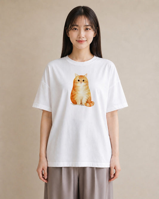 半袖Tシャツ レディース キジトラ 猫 ねこ イラスト きれいめカジュアル 親子 20代 白T