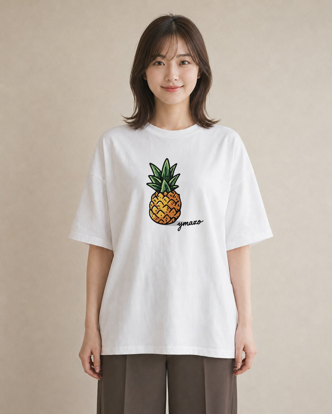 Tシャツ レディース パイナップル 食べ物 フード イラスト ビーチ デイリーウェア 白T