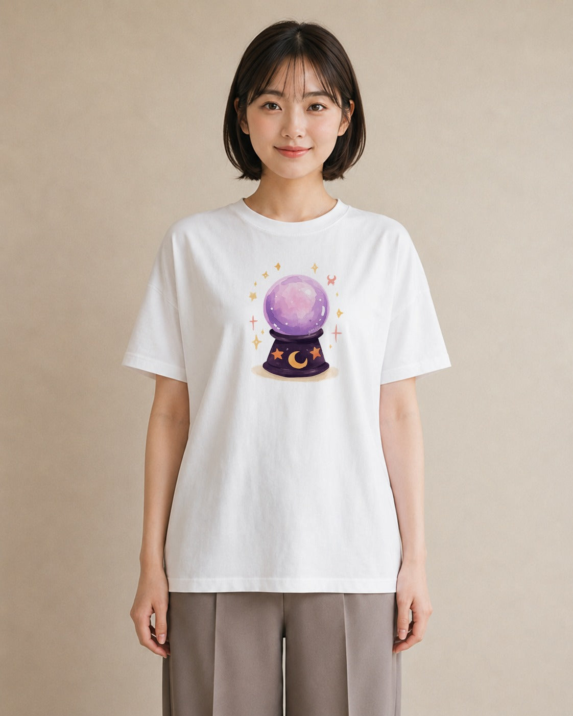 デザインTシャツ レディース 蟹座 星空 宇宙 イラスト 個性的 ビーチ デイリーウェア 白T