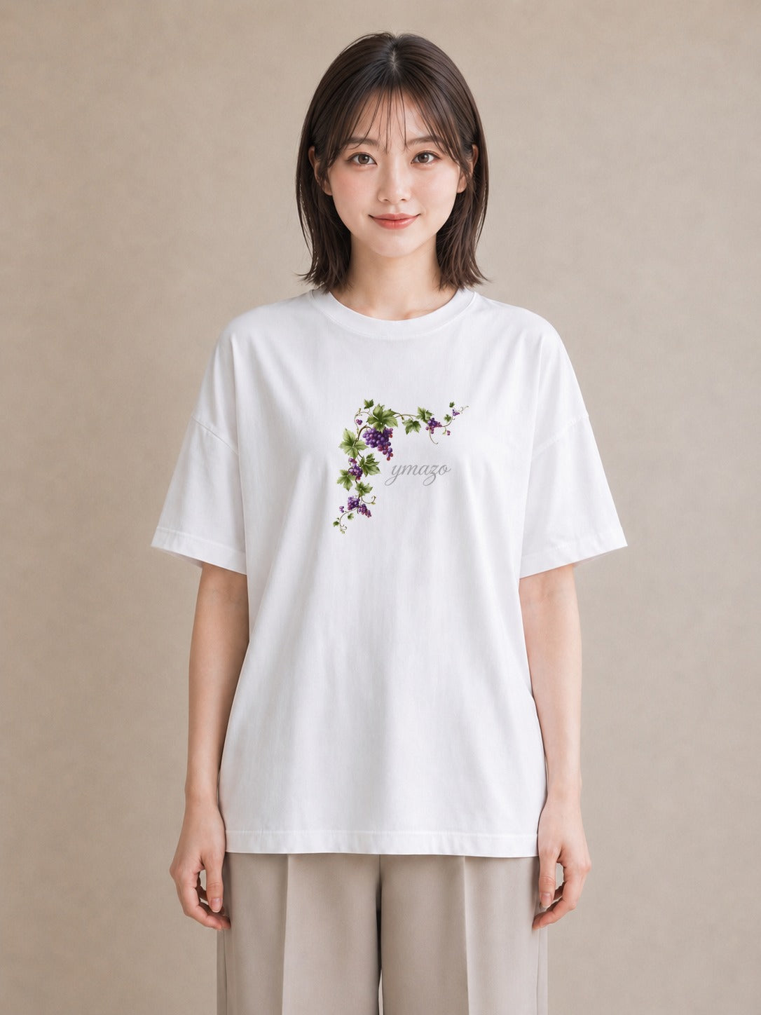 Tシャツ レディース ぶどう 葡萄 食べ物 フード イラスト 個性的 春コーデ 姉妹 白T