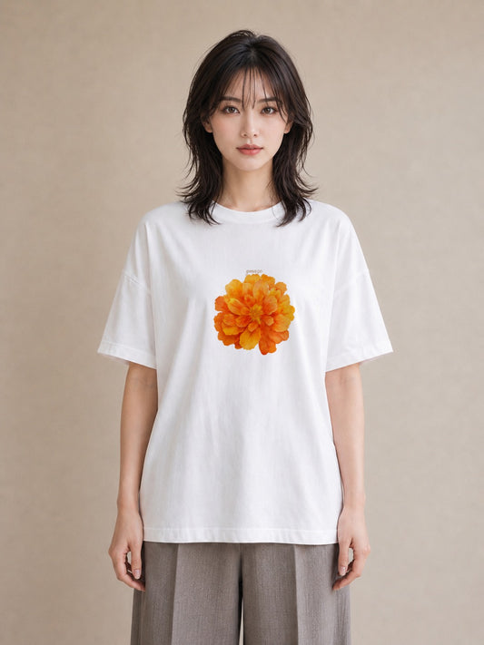 デザインTシャツ レディース コスモス 秋桜 花 花柄 イラスト ミニマル 週末コーデ 敬老の日 白T