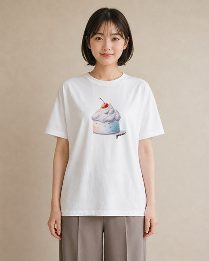 半袖Tシャツ レディース どら焼き 食べ物 フード イラスト カフェコーデ 友達ギフト 部屋着 白T