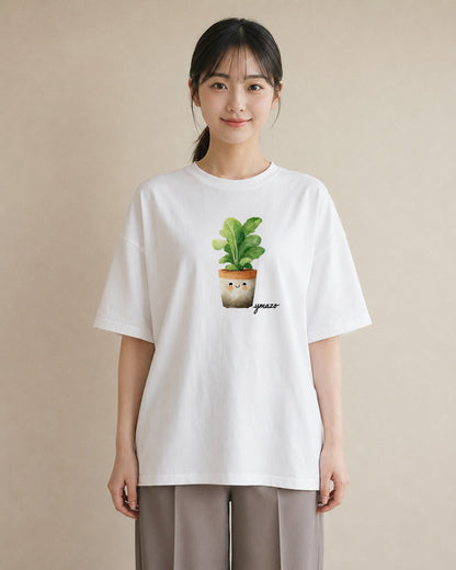 Tシャツ レディース 多肉植物 植物 ボタニカル イラスト 韓国風 母の日 ビーチ 白T