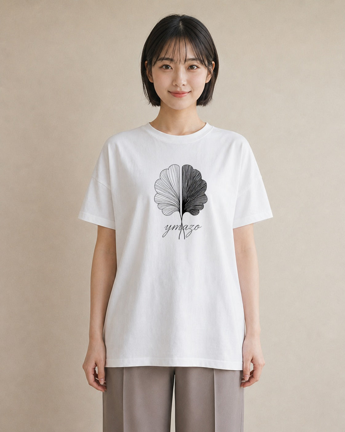 プリントTシャツ レディース 扇子 そよ風 ナチュラル アンティーク イラスト ユニーク デート 帰省 白T