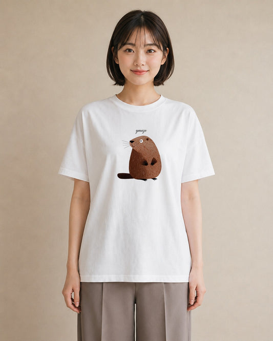 デザインTシャツ レディース ラッコ 動物 アニマル イラスト 姉妹 送別ギフト 白T