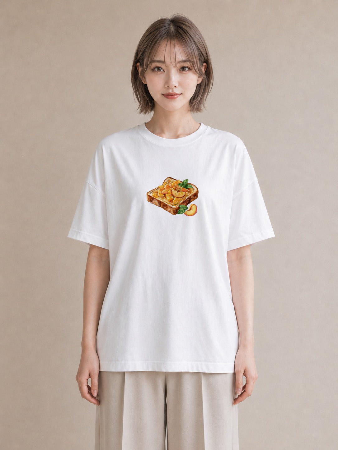 グラフィックTシャツ レディース パン 食べ物 フード イラスト シック 部屋着 女性向けギフト 白T