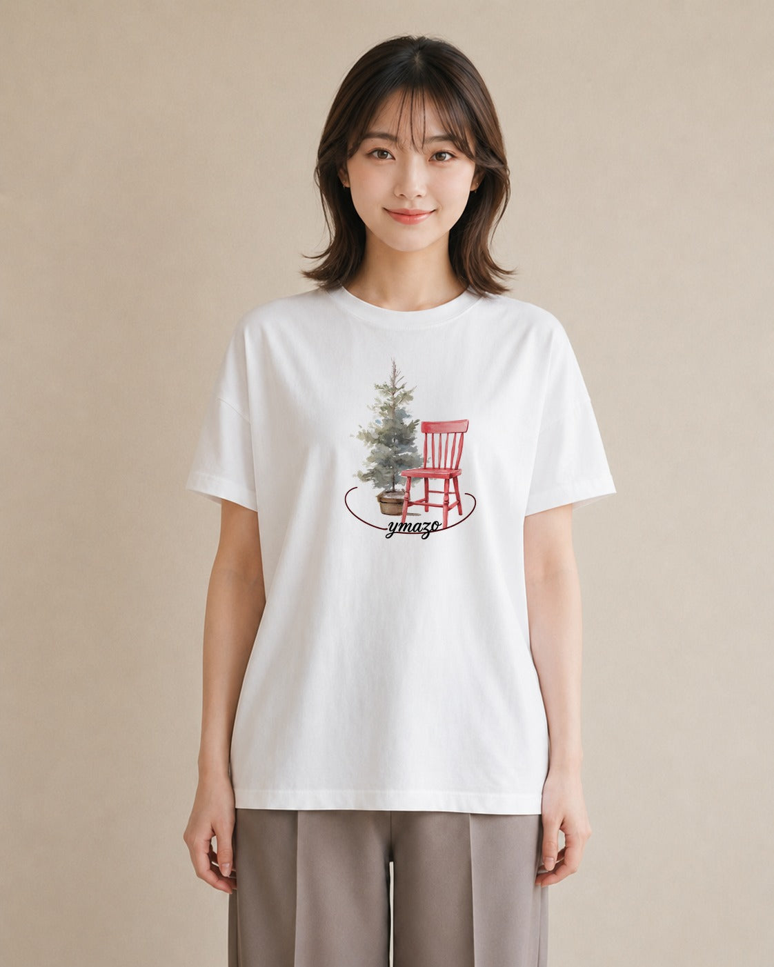 デザインTシャツ レディース 窓辺の椅子 窓辺 椅子 ナチュラル アンティーク イラスト こなれ感 通学 誕生日プレゼント 白T