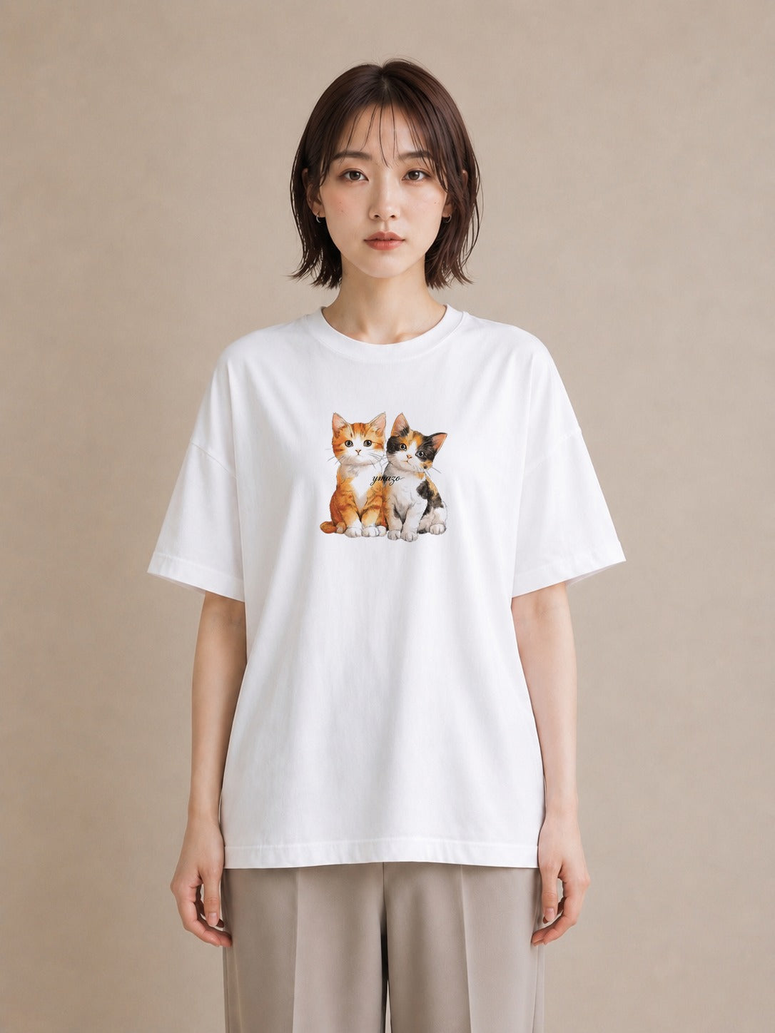 プリントTシャツ レディース 肉球 猫 ねこ イラスト アート風 ルームウェア ギフト 白T