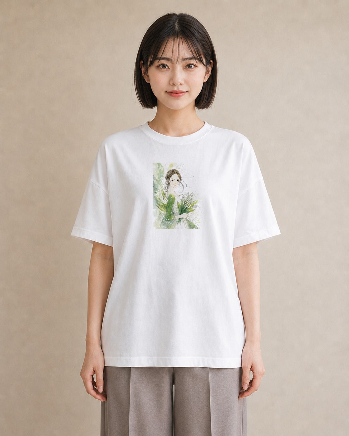 グラフィックTシャツ レディース すずらん 花 花柄 イラスト ゆるコーデ 旅行 母娘コーデ 白T