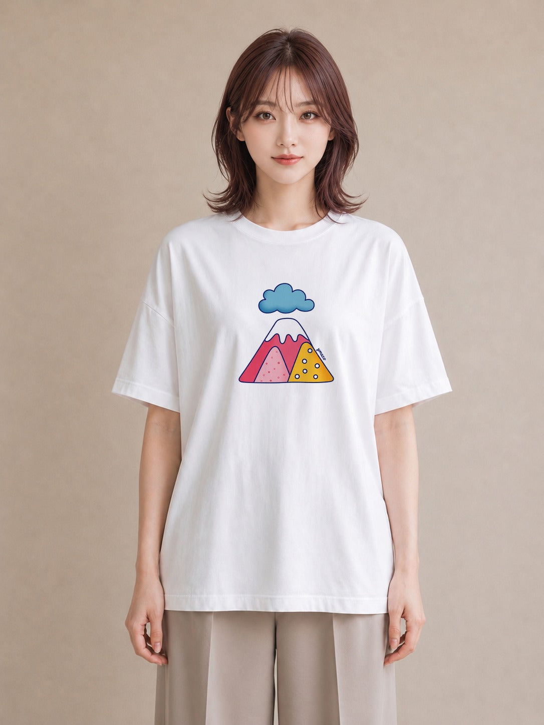 プリントTシャツ レディース 山 星空 宇宙 イラスト ゆるかわ お出かけ 普段着 白T