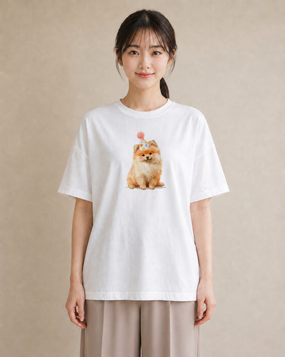グラフィックTシャツ レディース ポメラニアン ポメ 犬 いぬ イラスト ボタニカル 姉妹 送別ギフト 白T