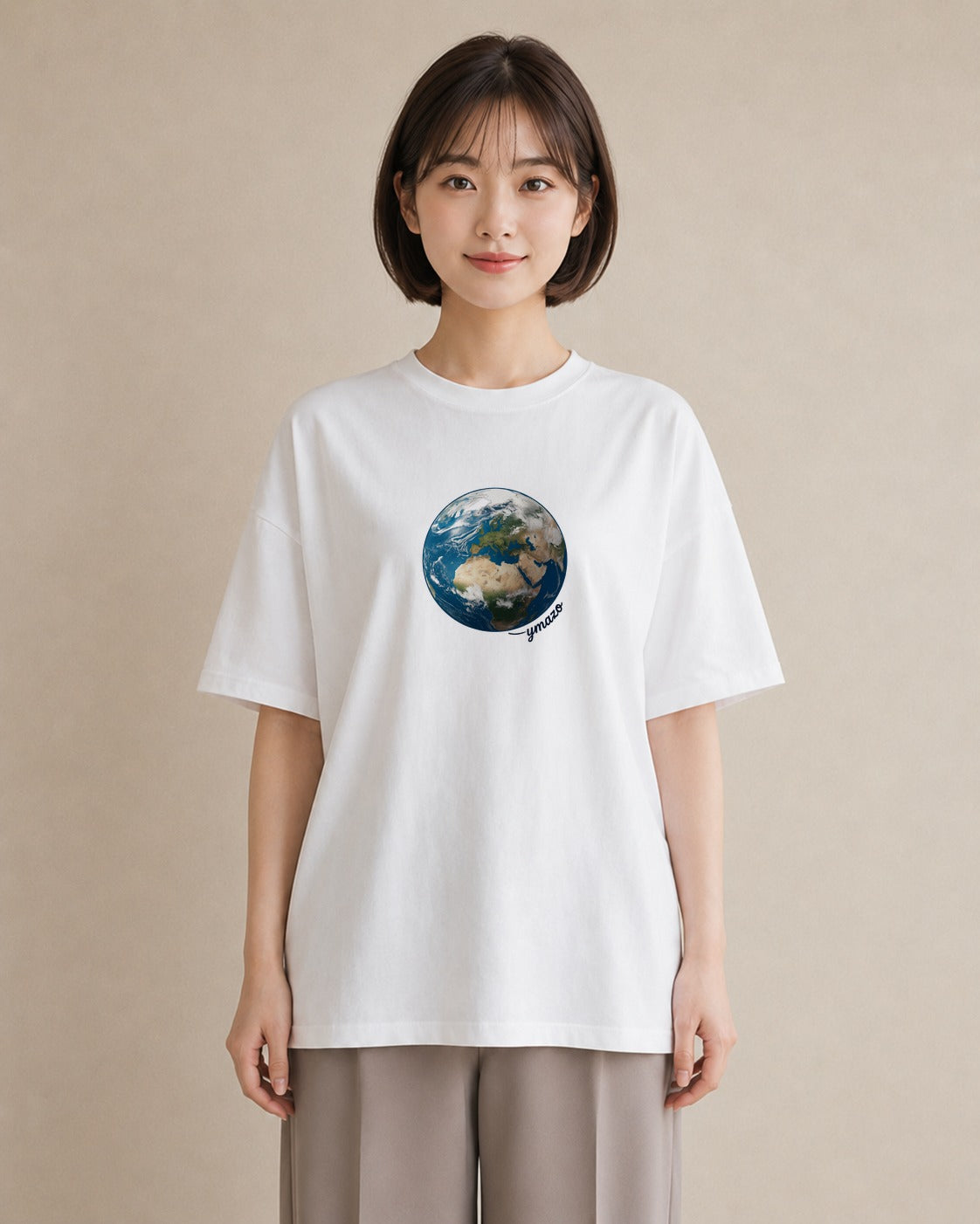 デザインTシャツ レディース 地球 星空 宇宙 イラスト 休日コーデ デート 帰省 白T