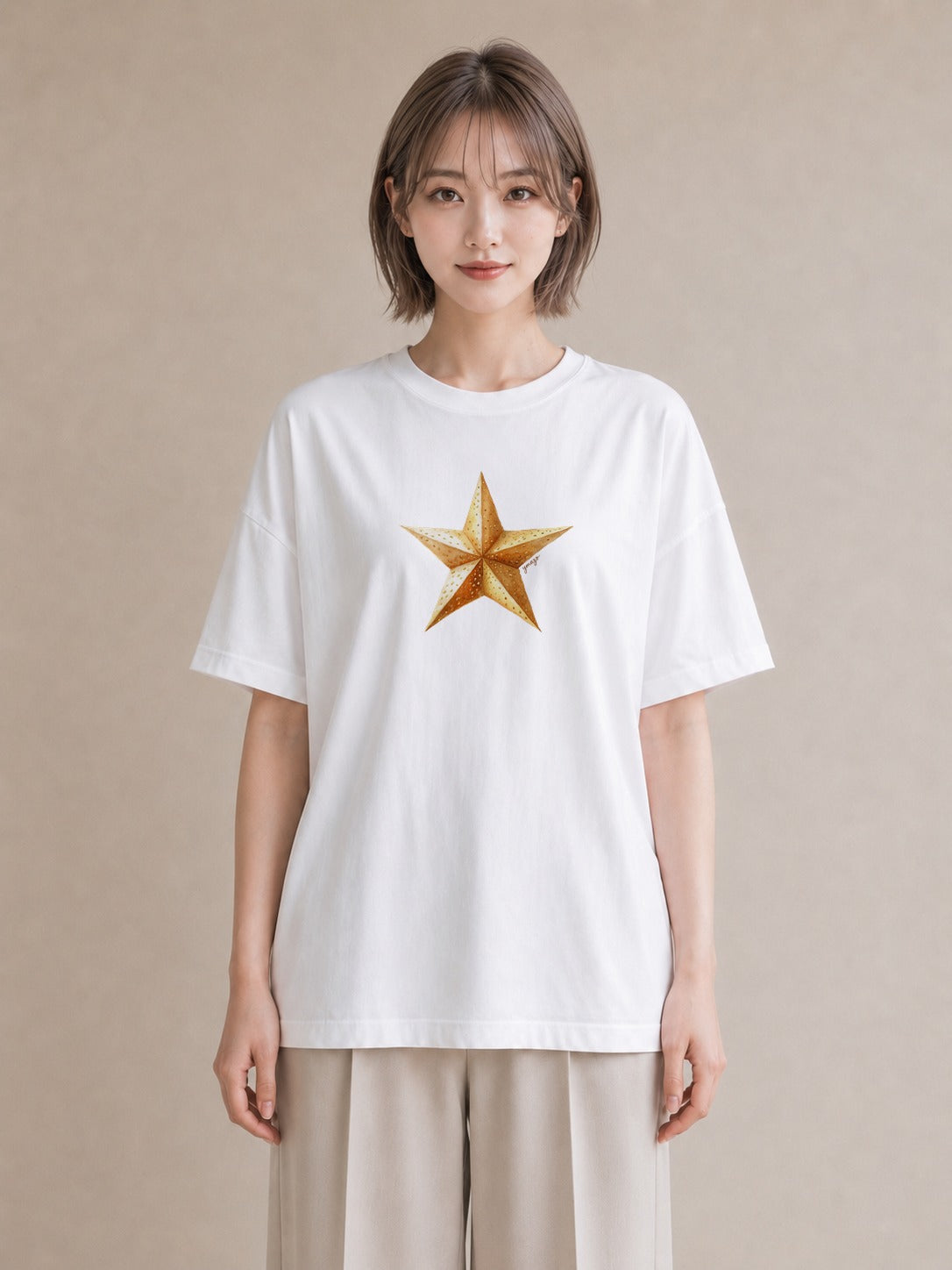 デザインTシャツ レディース スター 星空 宇宙 イラスト 水彩風 デイリーウェア 休日 白T