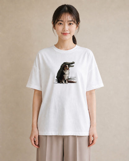 Tシャツ レディース ボーダーコリー 犬 いぬ イラスト フェミニン 通勤 在宅 白T