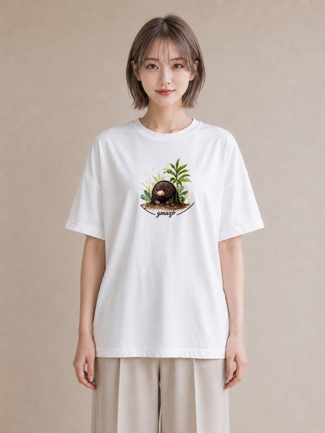 グラフィックTシャツ レディース ゴマフアザラシ 動物 アニマル イラスト きれいめ 社会人 女性 白T