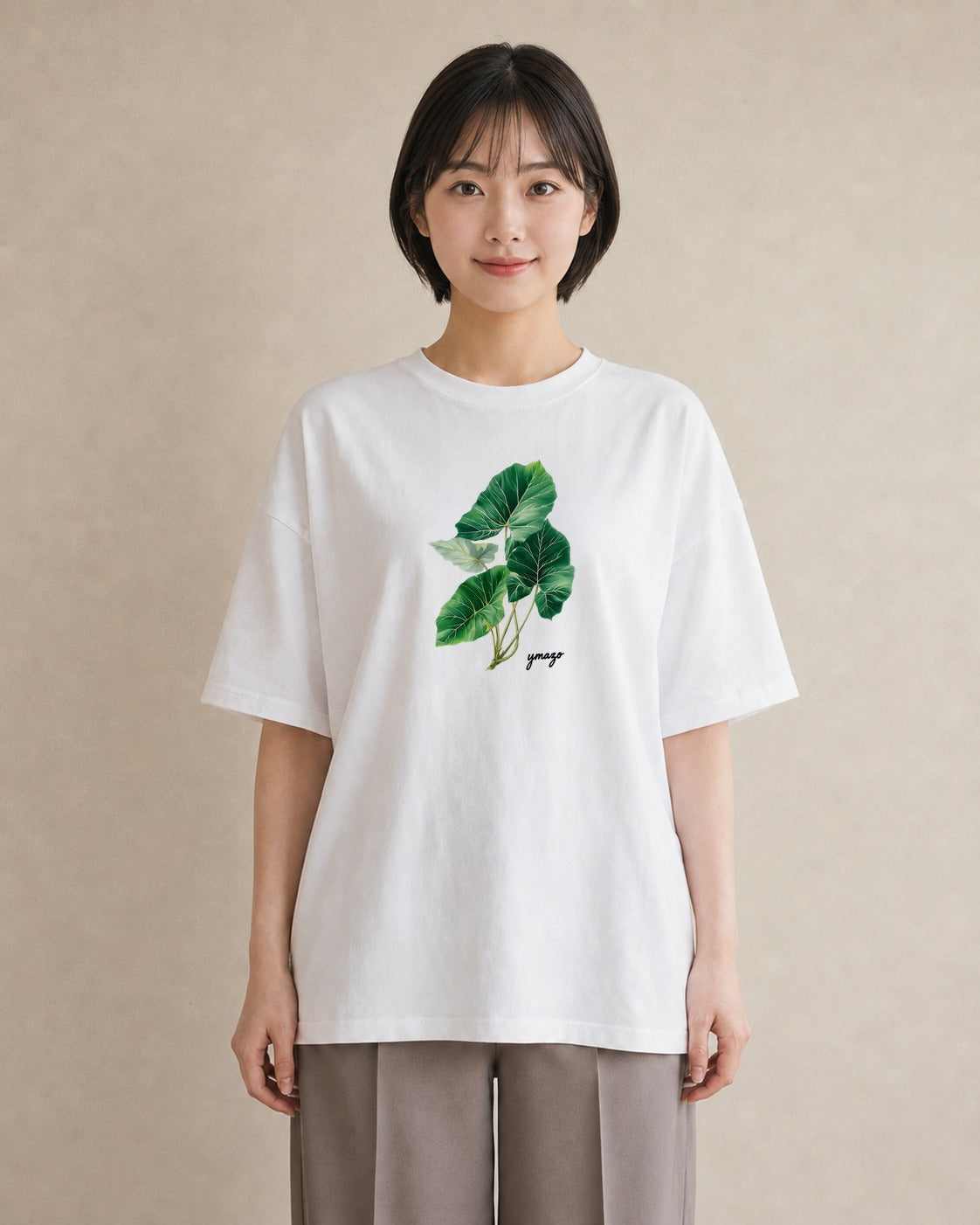 半袖Tシャツ レディース モンステラ 植物 ボタニカル イラスト ニュアンス 社会人 女性 白T