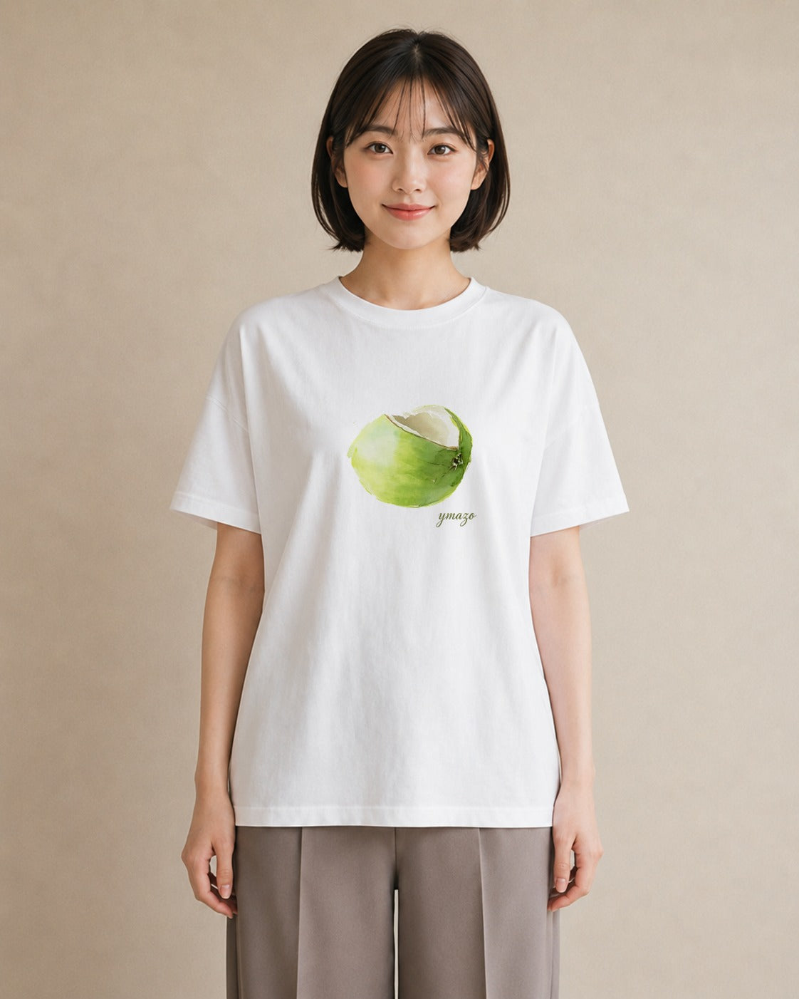 半袖Tシャツ レディース バナナ 食べ物 フード イラスト ラフカジュアル 散歩 お出かけ 白T