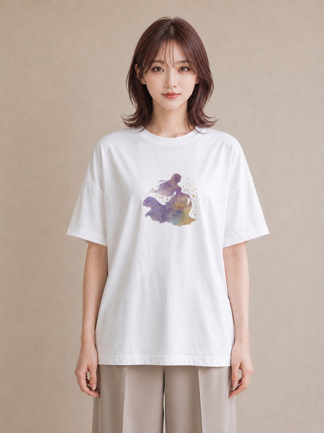 Tシャツ レディース 牡牛座 星空 宇宙 イラスト シンプル 親子 20代 白T