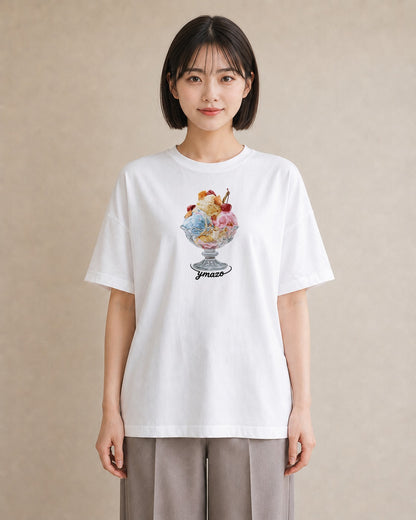 デザインTシャツ レディース ソフトクリーム 食べ物 フード イラスト フェミニン お出かけ 普段着 白T