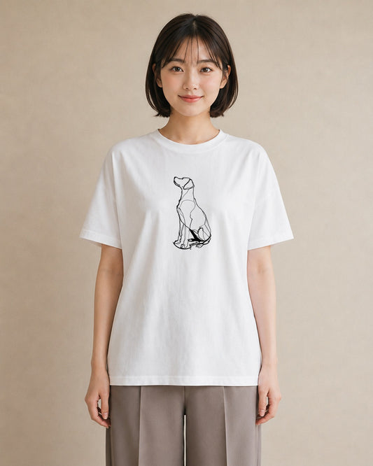 デザインTシャツ レディース 犬 いぬ わんこ イラスト ポップ 海 カフェ巡り 白T