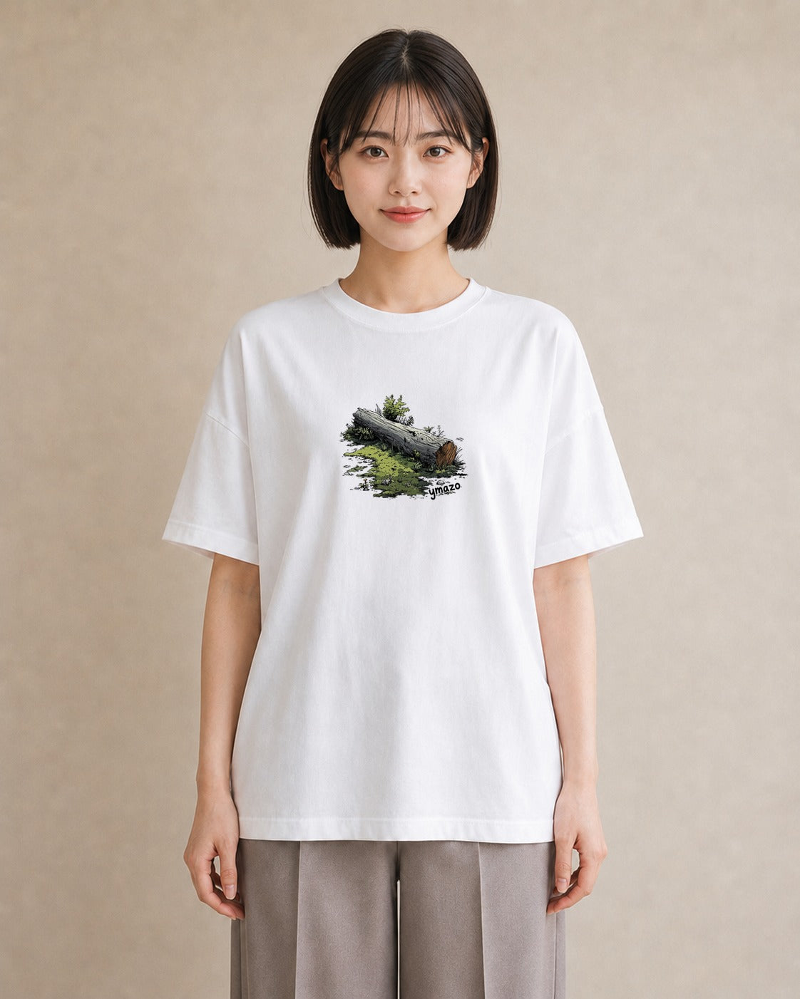 Tシャツ レディース 小川 橋 せせらぎ ナチュラル アンティーク イラスト 普段使い 公園 ママ 白T