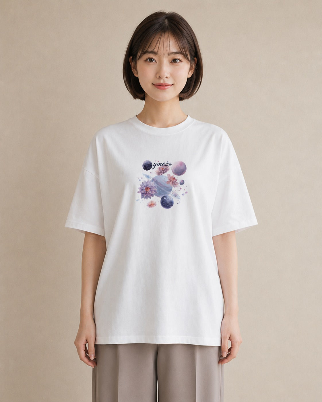 Tシャツ レディース 乙女座 星空 宇宙 イラスト シンプル 海 カフェ巡り 白T
