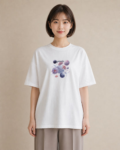 Tシャツ レディース 乙女座 星空 宇宙 イラスト シンプル 海 カフェ巡り 白T