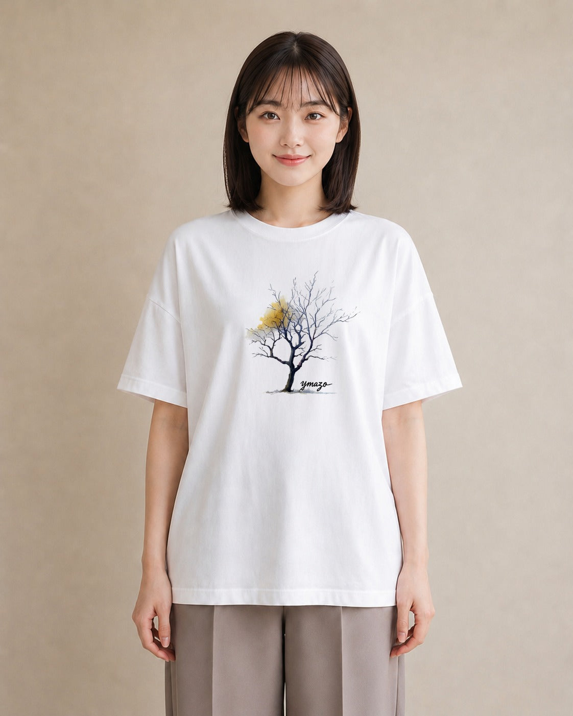 半袖Tシャツ レディース 木 植物 ボタニカル イラスト ゆるかわ 友達ギフト 部屋着 白T