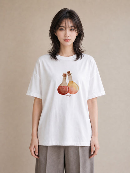 半袖Tシャツ レディース ミルク 食べ物 フード イラスト モード 帰省 ラフ 白T