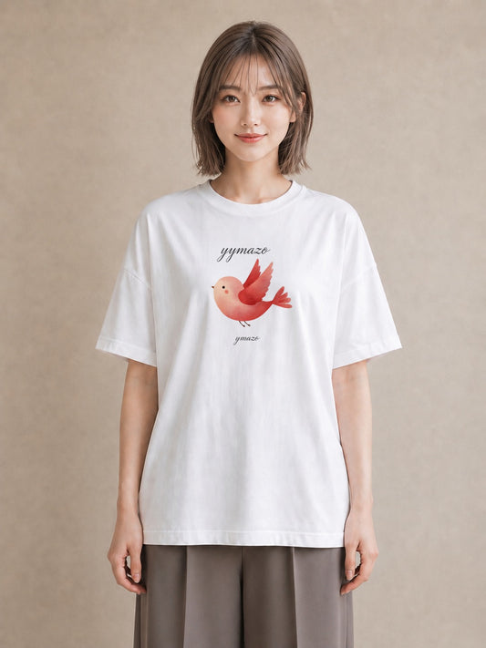 グラフィックTシャツ レディース 桜文鳥 ペット 動物 イラスト ラフ カフェ巡り 女子会 白T