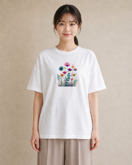 プリントTシャツ レディース たんぽぽ 花 花柄 イラスト 休日コーデ 友達ギフト 部屋着 白T