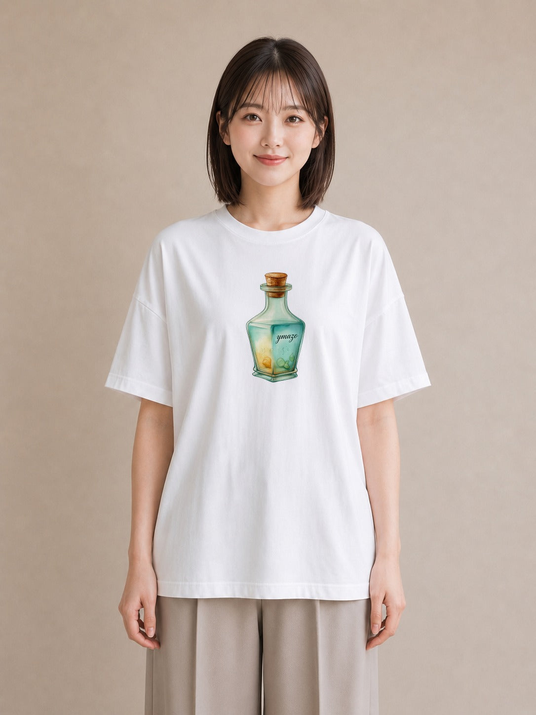 グラフィックTシャツ レディース ガラス瓶 小枝 ボタニカル ナチュラル アンティーク イラスト きれいめ レイヤード 友達ギフト 白T