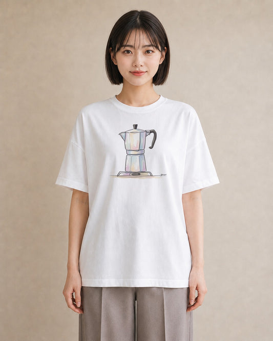 Tシャツ レディース コーヒー カフェ 珈琲 イラスト 20代 カジュアルコーデ 白T