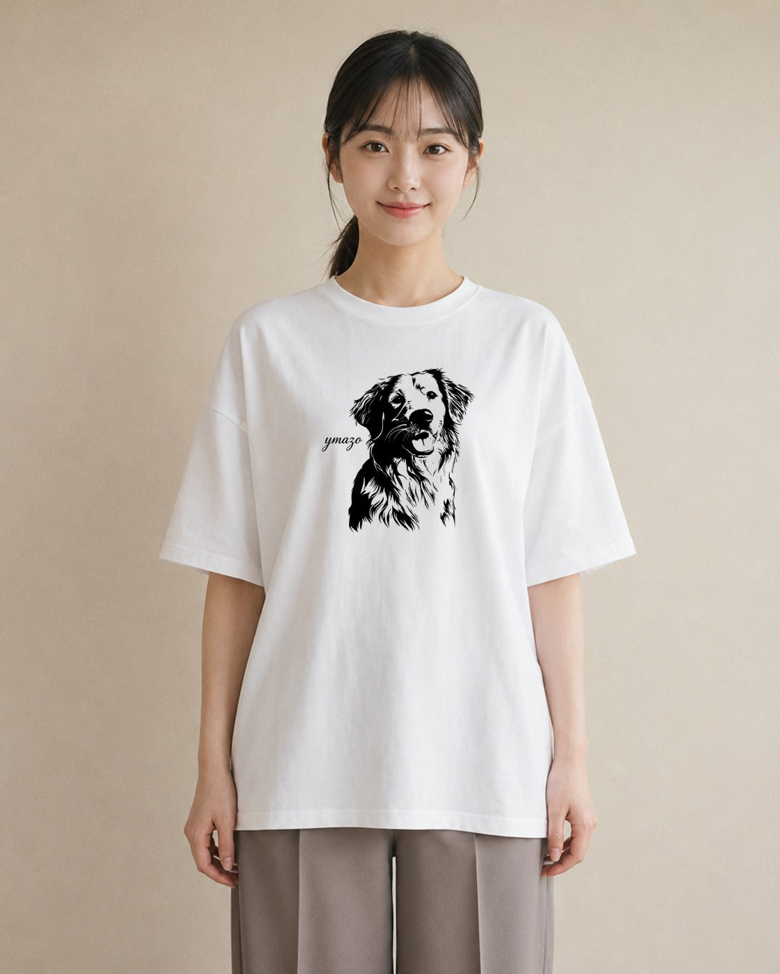 デザインTシャツ レディース 犬 いぬ イラスト 水彩風 カフェ巡り 女子会 白T
