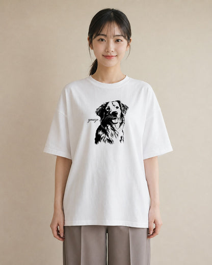 デザインTシャツ レディース 犬 いぬ イラスト 水彩風 カフェ巡り 女子会 白T